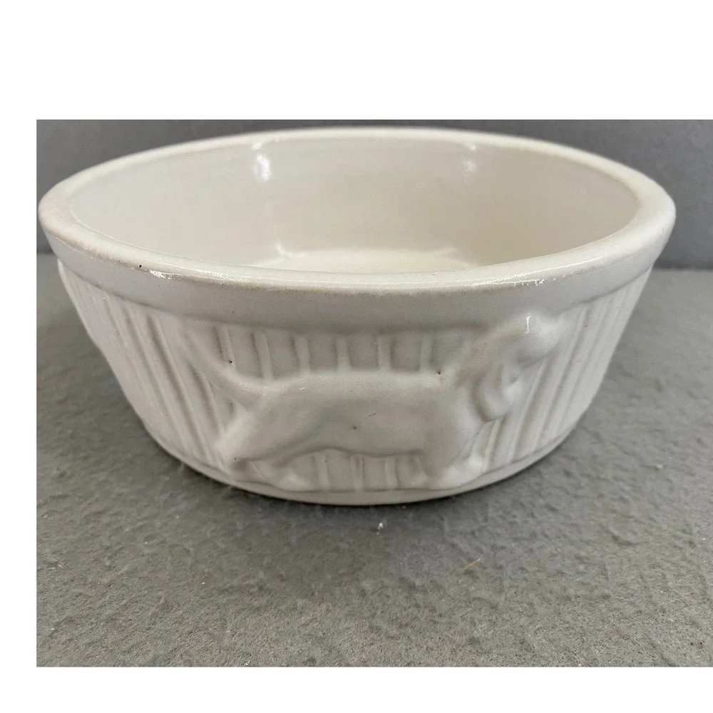 Robinson Ransbottom RRPC Vintage Dog Bowl USA Roseville Ohio Stoneware 1930s